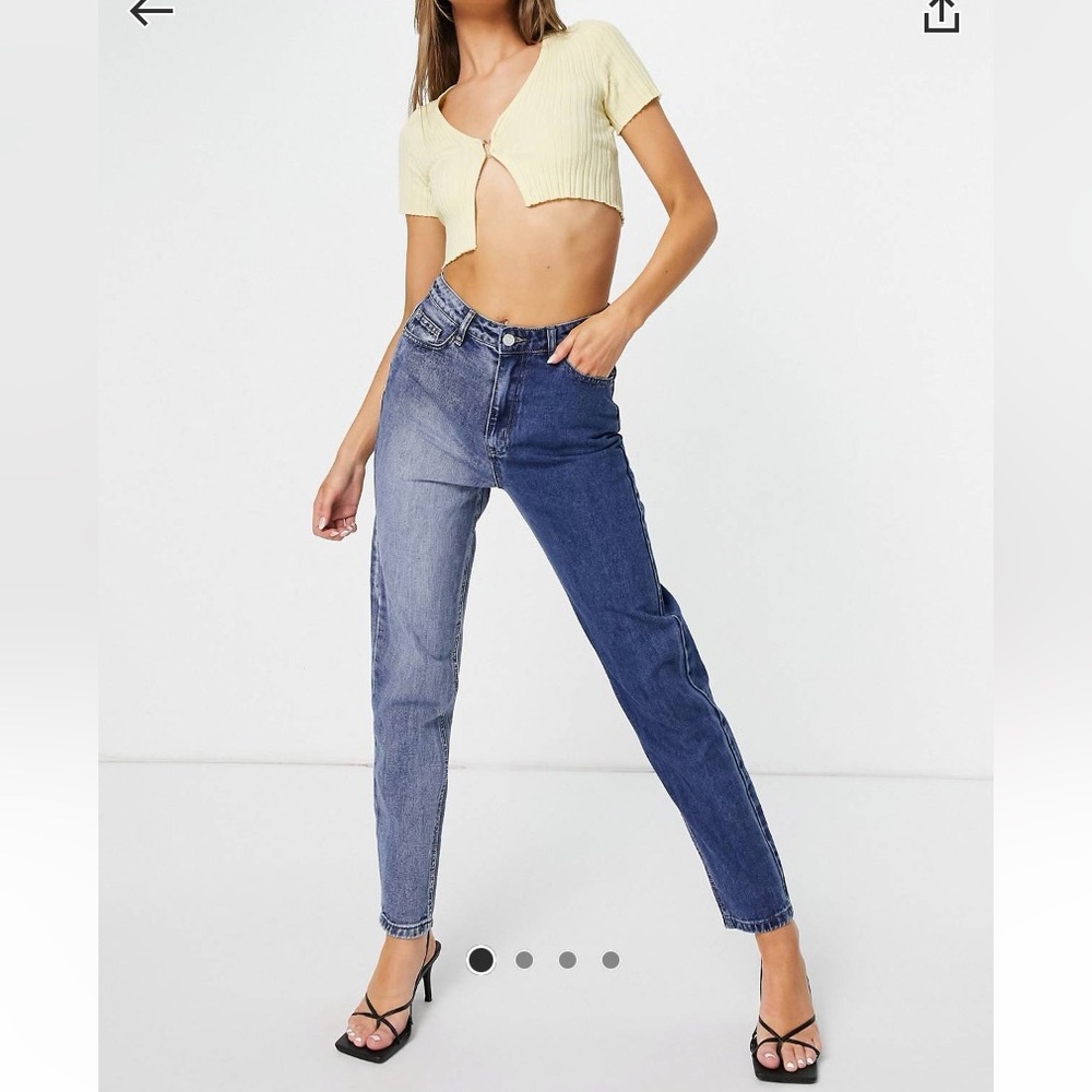 Misguided Riot Tonal Colorblock Mom Jeans